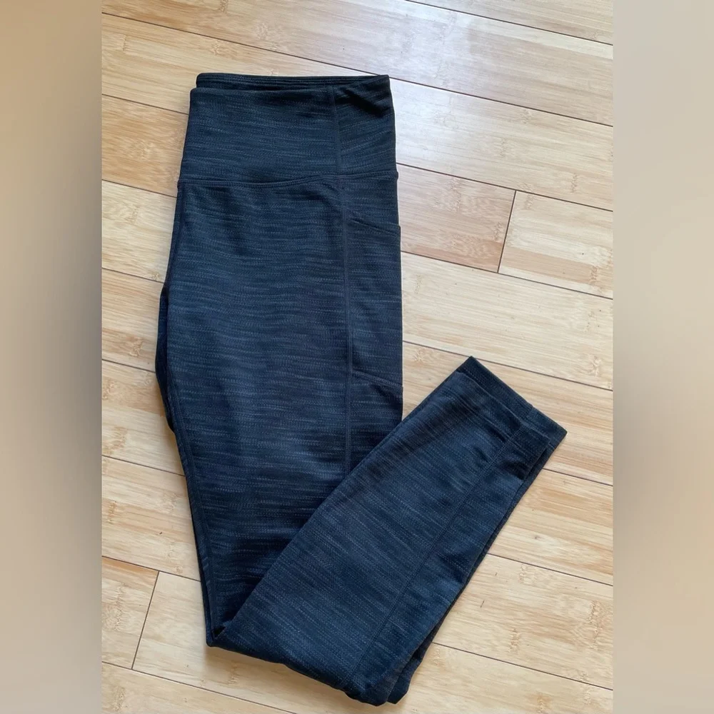 Mondetta High Waisted Legging Side Pockets High Waist Black Gray Activewear L - Picture 2 of 5
